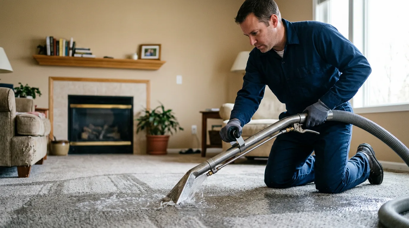 Water damage restoration technician working near Tuscumbia, AL